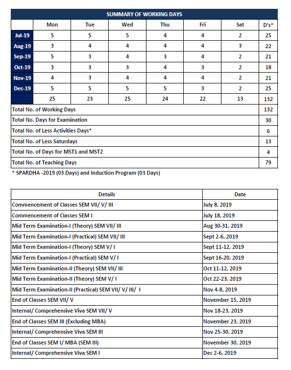 Academic Calendar