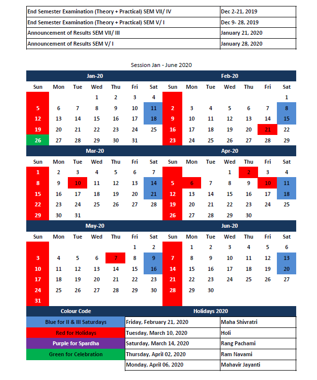 Academic Calendar