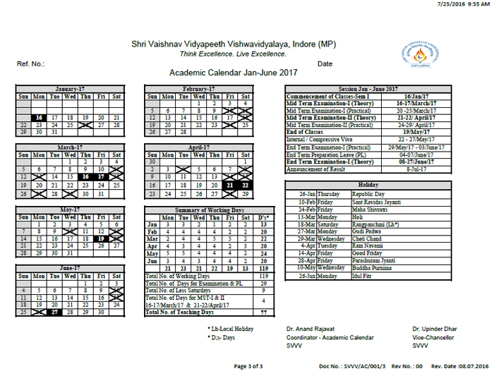 Academic Calendar